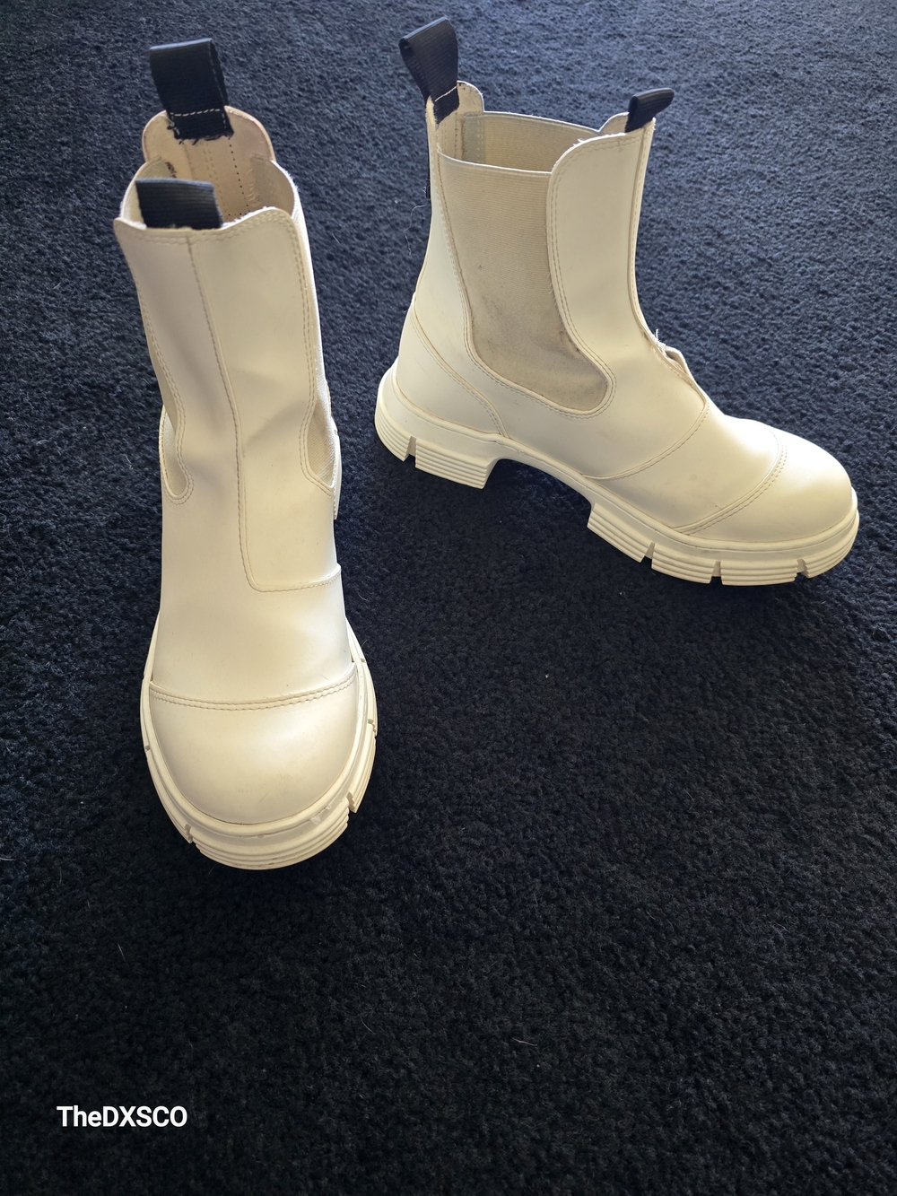Ganni Cream Lug-Sole Chelsea Booties